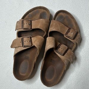 Birkenstock Arizona Two-Strap Sandal in Taupe Brown
